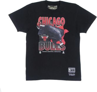 Mitchell & Ness T-Shirts, male, Black, Size: S Chicago Bulls Tee Hardwood Classics Black