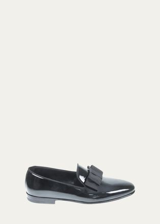Bergdorf Goodman Mens Patent Leather Grosgrain-Bow Loafers