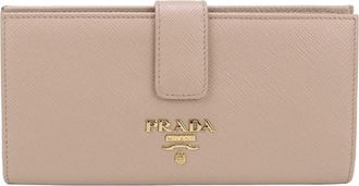 Prada Beige Saffiano Metal Long Wallet (Bi-Fold) (Pre-Owned)