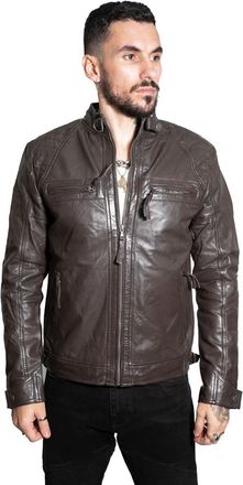 Infinity Leather Mens Vintage Leather Quilted Biker Jacket-Monaco