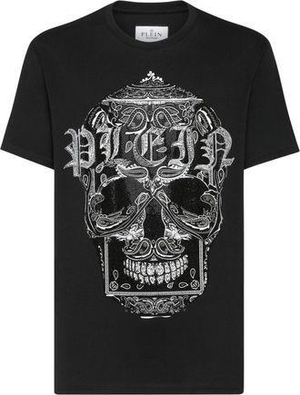 Philipp Plein T-shirt met doodskop en paisley-print - Zwart