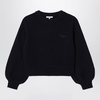 Chlo&eacute; Maglione blu navy in lana e cashmere