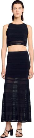Sandro Maxi decorative knit skirt in Black at Nordstrom, Size 36 Eu