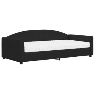 vidaXL Divano Letto Con Materasso Nero 100x200 Cm In Tessuto - Vidaxl