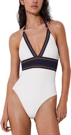 Reiss Giana Color Block Halter Neck Swimsuit