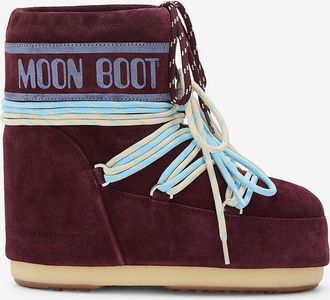 Moon Boot Geschn&uuml;rte Schneestiefel aus Wildleder Icon Low