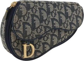 Dior Pre-owned Mini Bags, female, Blue, Size: ONE SIZE Pre-owned Trotter Canvas Pouch