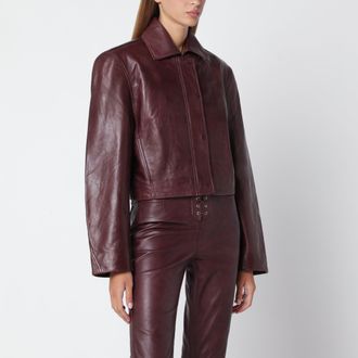 Rotate Giacca Boxy Square in pelle marrone