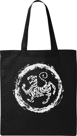 Generic Shotokan Karate Martial Arts Tiger Graphic Natural Ecological Cotton Tote Bag Black