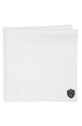 Clifton Wilson White Cotton Herringbone Pocket Square at Nordstrom