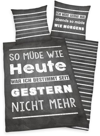 Herding Young Collection Jugendbettw&auml;sche &raquo;M&uuml;de&laquo; 2 Stk. tlg. mit Spruch