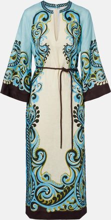Alemais Al&eacute;mais Natalia printed linen midi dress