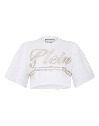 Philipp Plein Cropped T-Shirt Strass Signature