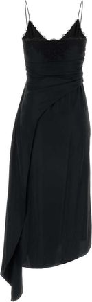 Moschino Womens Lace-Trimmed Satin Dress Black Acetate Silk