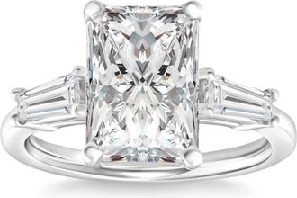 Pompeii3 Certified 4.75Ct Radiant Cut Baguette Diamond Engagement Ring 14k Gold Lab Grown