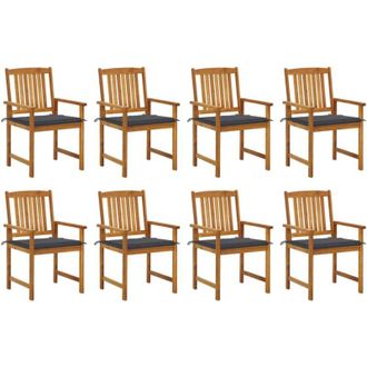 vidaXL Sillas De Jard&iacute;n Con Almohadillas 8 Pc Acacia Massive - 186974