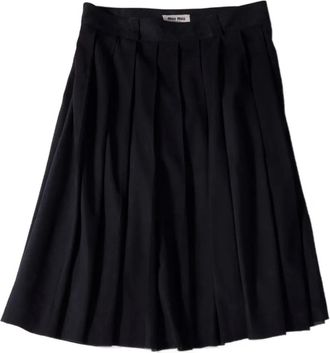 Miu Miu Su&egrave;de midi-plooirok - Blauw