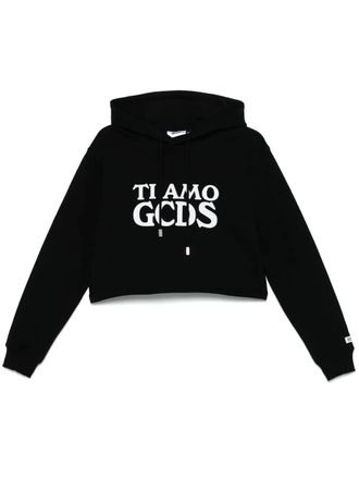 GCDS Ti Amo GCDS-print hoodie - women - Cotton - S - Black
