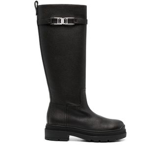 Ferragamo Ryder Knee-Length Leather Boots