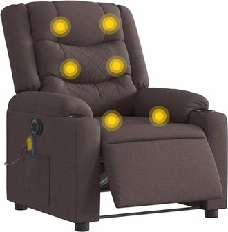 vidaXL Vidaxl - Sillón reclinable de masaje eléctrico tela marrón oscuro