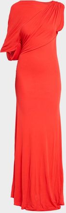 Alex Perry Off-Shoulder Cape Gown in Dry Jersey