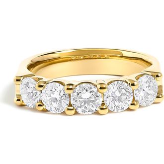 House of Brilliance 14K White Gold 1 1/2 Ctw Diamond 5 Stone Band Ring in Yellow Gold at Nordstrom, Size 4.5