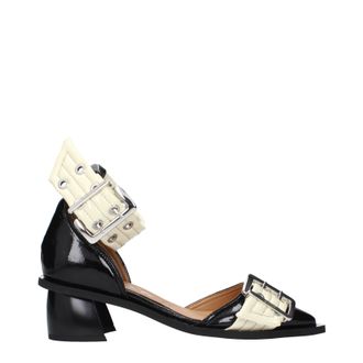 Ganni Damens Sandalen Eco Lack Schwarz/Heron