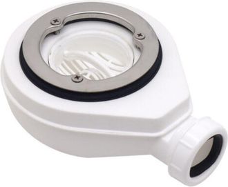 OEM Kit Vidange Receveur Douche - Siphon Filtre Cheveux Amovible - Hauteur 40 Mm - Diam&egrave;tre 90 Mm - D&eacute;bit 24 L/min - Blanc