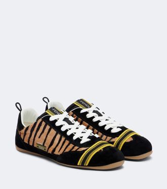 Fendi Wrap suede-trimmed calf hair sneakers