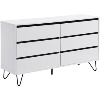 Vente-Unique Com&ograve; 6 cassetti mdf Bianco e Nero - abuja