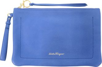 Ferragamo Blue Leather Clutch Bag (Pre-Owned)