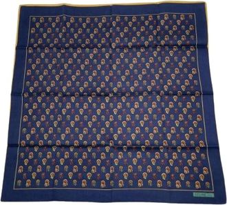 Celine Pre-owned Scarves, female, Blue, Size: ONE SIZE Pre-owned Vintage Silk Scarf