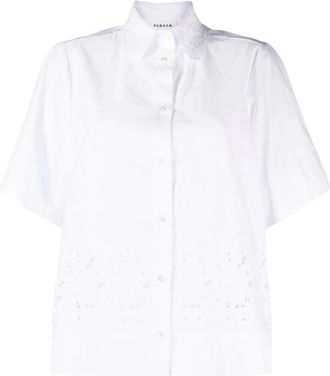 P.A.R.O.S.H. Wit Katoenen T-shirt met Korte Mouwen - Dames - Overhemden - Wit - M - Katoen - Overhemden