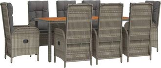vidaXL Set Comedor Jard&iacute;n 9 Pzas Y Cojines Rat&aacute;n Sint&eacute;tico Gris Vidaxl