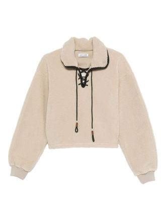 Low Classic lace-up fleece sweatshirt - women - Polyester - S - Neutrals