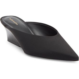 Reformation Marilyn Wedge Mule in Black Satin at Nordstrom Rack, Size 7.5