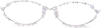 Yvmin Zonnebril met ovaal montuur en kristalversiering - Dames - Brillen - Grijs - ONE Size - Accessoires