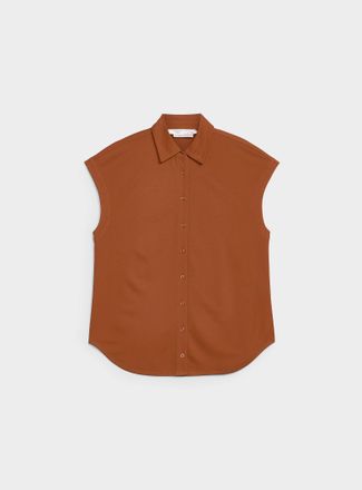 Contemporaine Womens Piqu&eacute; jersey cap-sleeve shirt