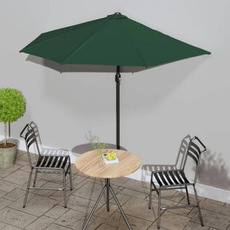 Berkfield Home Balcony Parasol with Aluminium Pole Green 270x144 cm Half