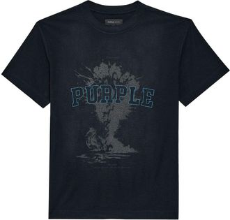 Purple logo-print cotton T-shirt - men - Cotton/Lycra - L - Black