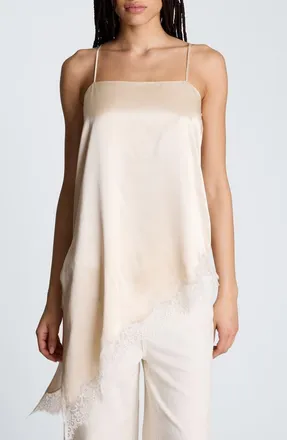 Kenneth Cole Asymmetric Hem Satin Camisole in Oyster at Nordstrom, Size X-Small