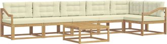 vidaXL Conjunto De Sof&aacute;s De Exterior 7 Uds. Blanco Y Crema Poli&eacute;ster Vidaxl