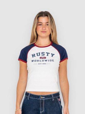 Rusty Mr Worldwide Raglan Skimmer T-Shirt wit
