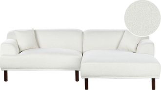 Beliani Sof&aacute; Esquinero 3 Plazas De Boucl&eacute; Izquierdo Estilo Minimalista Blanco Holt