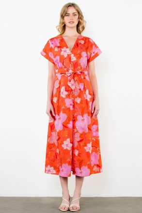 THML Clothing Sunset Maxi Dress In Red Orange