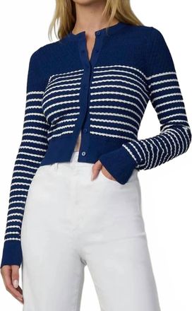 Joe's Pointelle Dani Cardigan In Royal Blue/milk