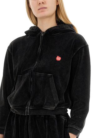 T Alexander Wang Velour Cotton Sweatshirt - Black