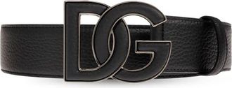 Dolce & Gabbana Riem met logo - Heren - Riemen - Zwart - 105 CM - Leer - Accessoires