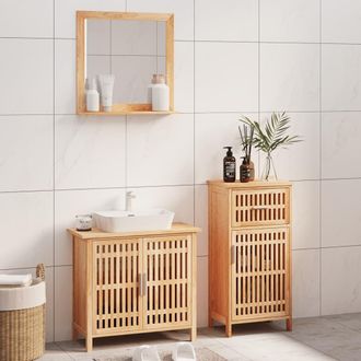 vidaXL Conjunto De Muebles De Ba&ntilde;o 3 Piezas Madera Maciza De Nogal Vidaxl
