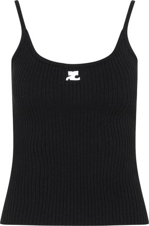 Courrèges Black Rib Knit Tank Top-Donna